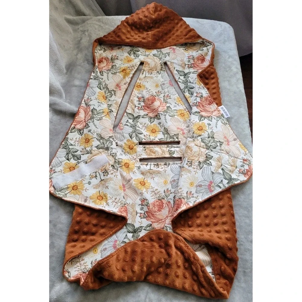 Nuva Vintage Garden Floral Car Seat Blanket Hooded Travel Swaddle for Newborns